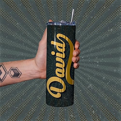 Miniatura 2 de Vaso delgado retro personalizado de 20 onzas con popote y tapa, 10 diseños retro, vaso sin BPA personalizado con nombre, regalos de cumpleaños para