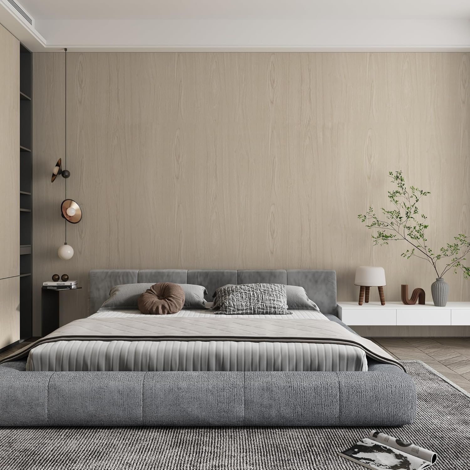 31.5"x157" Faux Beech Wood Peel and Stick Wallpaper Self Adhesive No Bubble Removable Beige Wood Grain Contact Paper Wall Stickers Extra Wide Cabinet Film Vinyl Wrap for Countertop Furniture