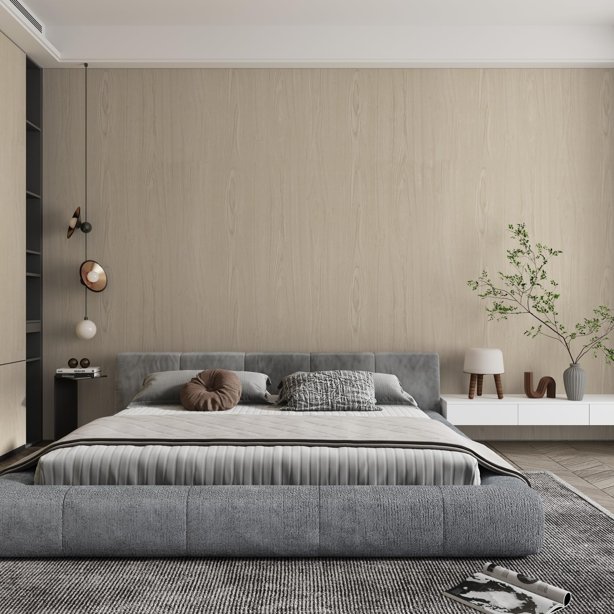 YURITIS 31.5"x157" Faux Beech Wood Peel and Stick Wallpaper Self Adhesive No Bubble Removable Beige Wood Grain Contact Paper Wall Stickers Extra Wide