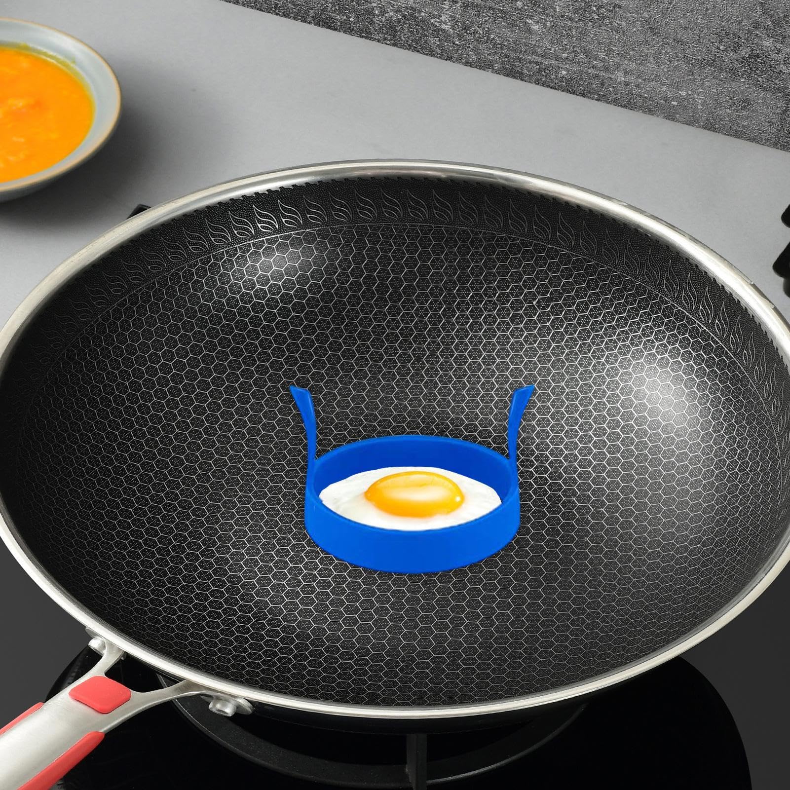 Anelli per uova in silicone, 4 rotondi per uova, in silicone per piastra | strumento da cucina per pancake, muffin, colazione, , per cottura uova