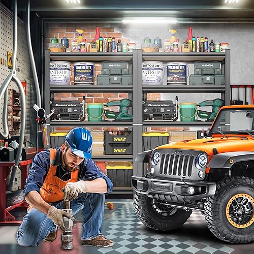 Miniatura 8 de Estantería de garaje de 72 pulgadas de alto, 35.43 pulgadas de ancho, estantería de 5 niveles de fácil montaje, estante ajustable de alta