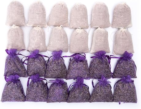 Lavande Sur Terre Pack of 24 Cedar Chips and Lavender Sachets 12 Lavender, 12 Cedar - Home Fragrance Sachet for Drawers and Closets, LV-F-LC-1