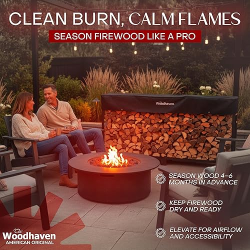 Miniatura 5 de Woodhaven Pioneer - Estante para leña de 8 pies con tapa, color negro, soporte de troncos de acero para exteriores con tapa, ideal para madera