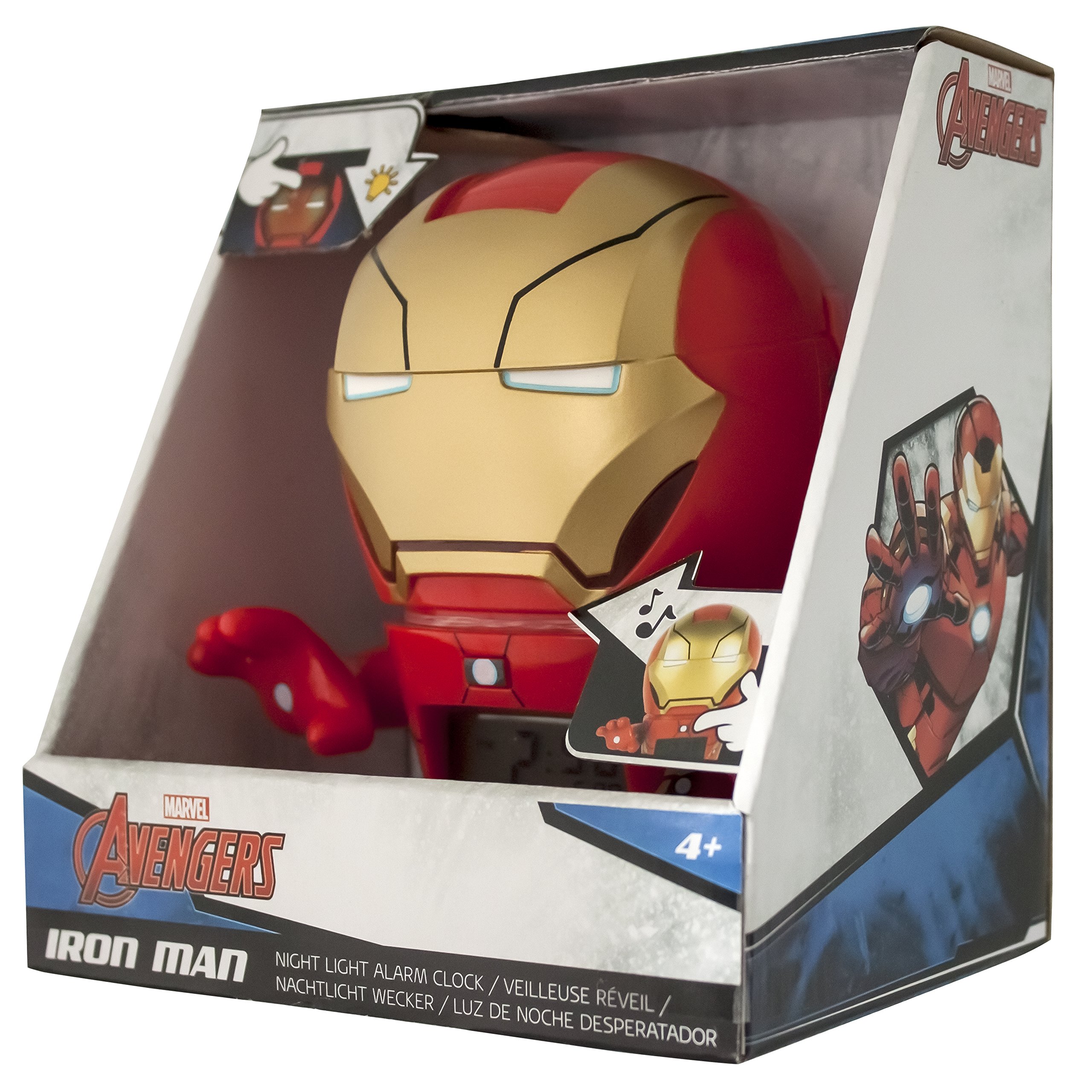 Bulbbotz Despertador Infantil 2021432 con luz Nocturna con figurita de Iron Man de Marvel con Sonido característico