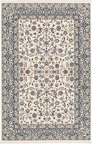 Miniatura 2 de Unique Loom Narenj Collection - Alfombra de área con diseño de Leeds (4 pies 1 pulgada x 6 pies 1 pulgada, rectangular, marfilazul)