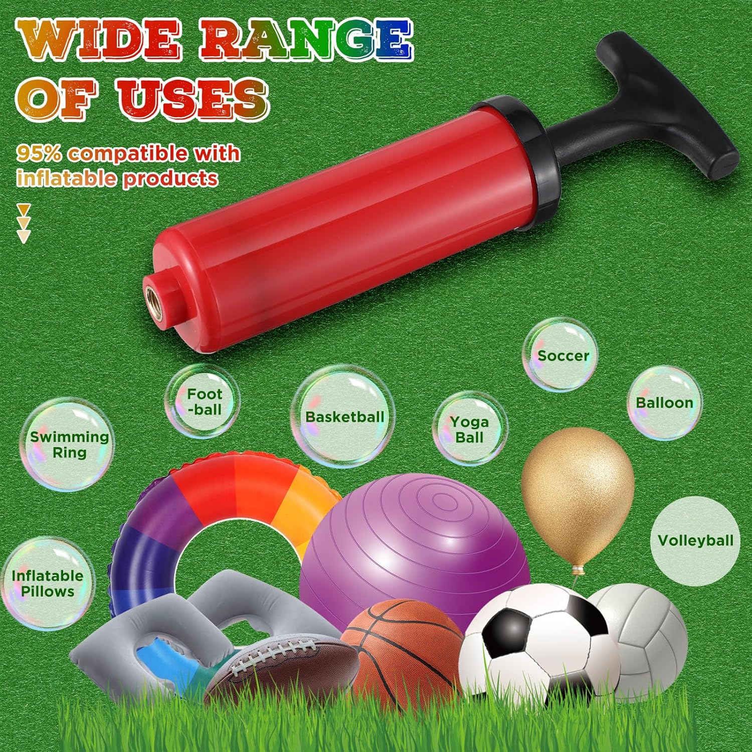 WILLBOND Ball Air Pump Bulk with Needle for Sports Balls Hand Pump Portable Kit Extension Hose for Balls Basketball Soccer Volleyball Back to School