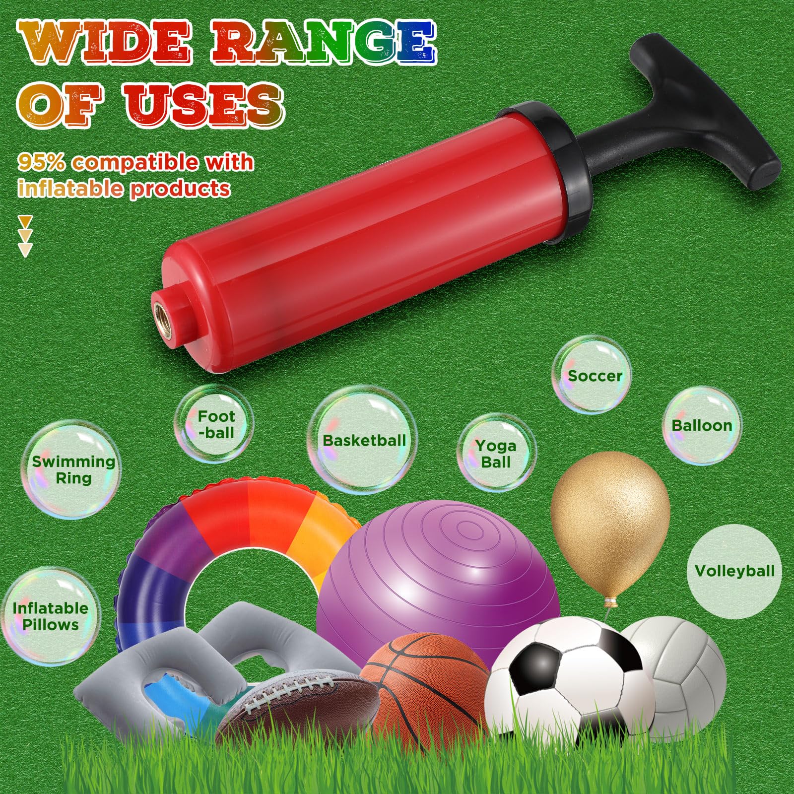 WILLBOND Ball-Luftpumpe Bulk mit Nadel für Sportbälle Betrieb Weihnachten Handpumpe Tragbares Kit Verlängerungsschlauch für Bälle Basketball Fußball Weihnachten Volleyball Geschenke