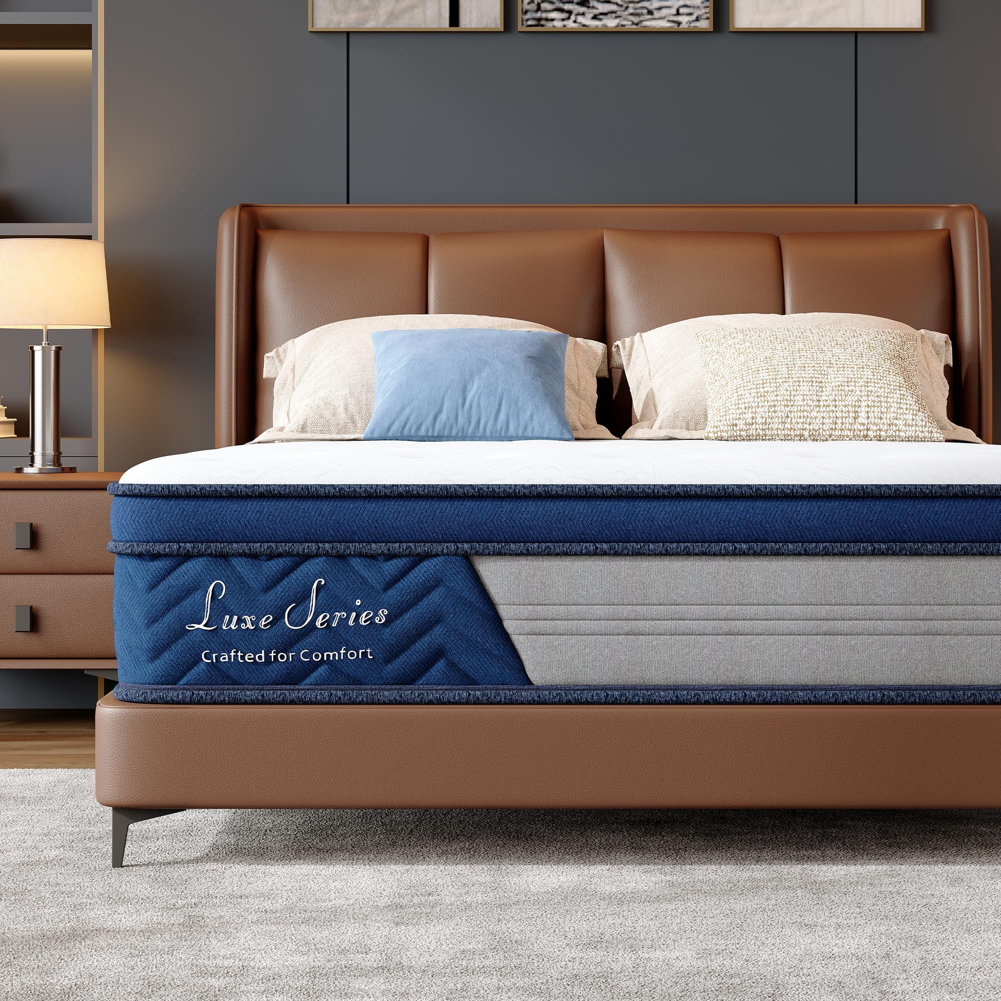 Queen Size 12 Inch Mattress Medium Firm Hybrid Mattress in a Box