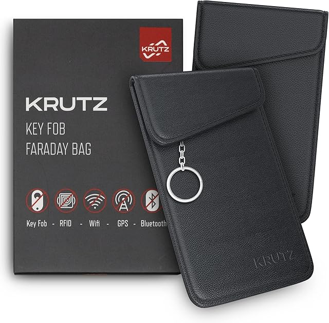 KRUTZ Faraday Pouch for Car Keys | Anti-theft Signal Blocking Pouch for Car Security | RFID Signal Blocker | Modern and Compact Faraday Bag (2 Pack)