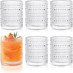 KMIGRUAN Grandes verres à boire Hobnail Ensemble de 6,15oz Verres vintage bleu, Gobelet en verre embossé, Gobelet d'eau, Verres à haute bille pour bière, Juice et boissons mixtes diverses