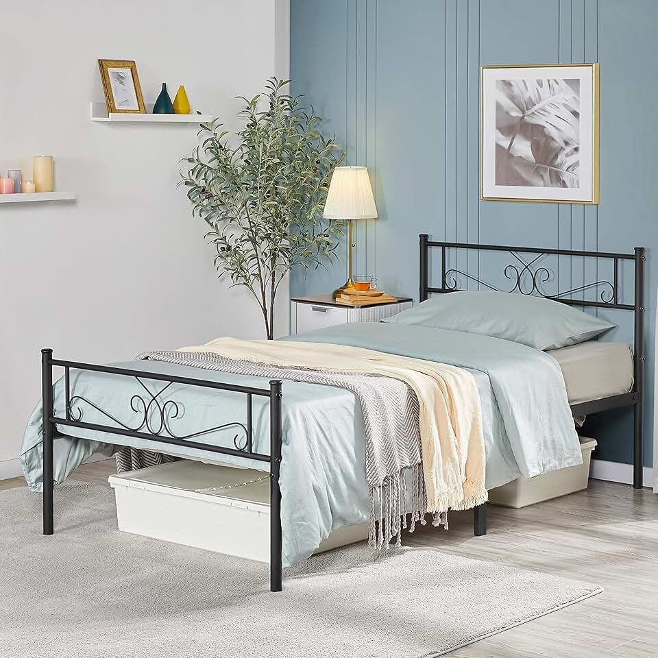 single bed with mattress