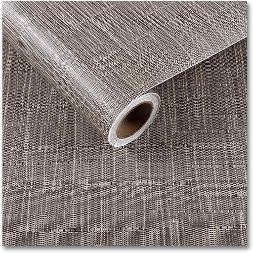 CRE8TIVE Papel tapiz de lino marrón topo de 12 x 354 pulgadas, papel de contacto de lino para gabinetes, impermeable, autoadhesivo, extraíble,