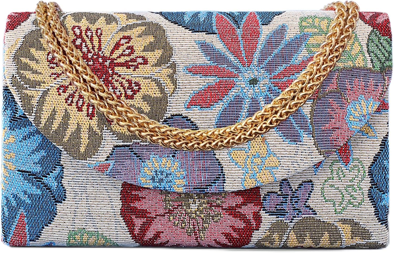 Floral Evening Clutch Purses For Women Cute Embroidery Crossbody Shoulder Handbag For Wedding, Cocktail, Prom & Party
