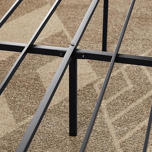 Miniatura 26 de VECELO Base de cama de plataforma de tamaño matrimonial con cabecero de madera, soporte de listones de acero resistente, relleno de colchón, no Gris