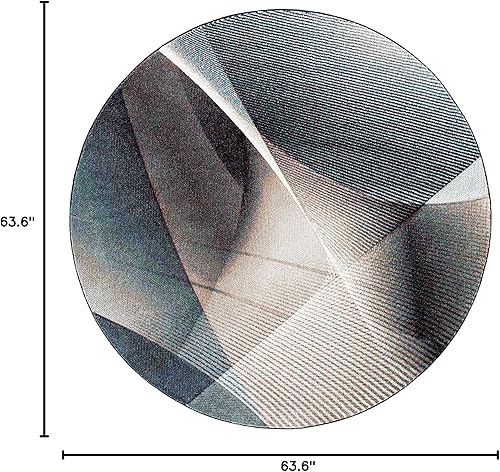 Vista 116 de SAFAVIEH Hollywood Collection - Alfombra decorativa de 2 pies 3 pulgadas x 4 pies, beige y azul, diseño moderno de mediados de siglo, no desprende