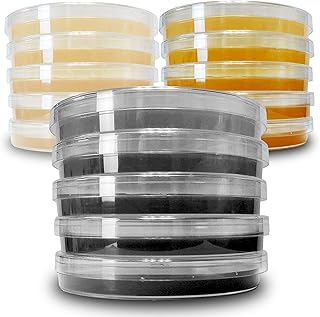 ES EVVIVA SCIENCES Agar Variety Kit - Prepoured Potato Dextrose, Malt Extract, & Black Potato Dextrose with Black Dye & Charcoal Mix - Premium Performance - Great For Mushrooms & Science Projects