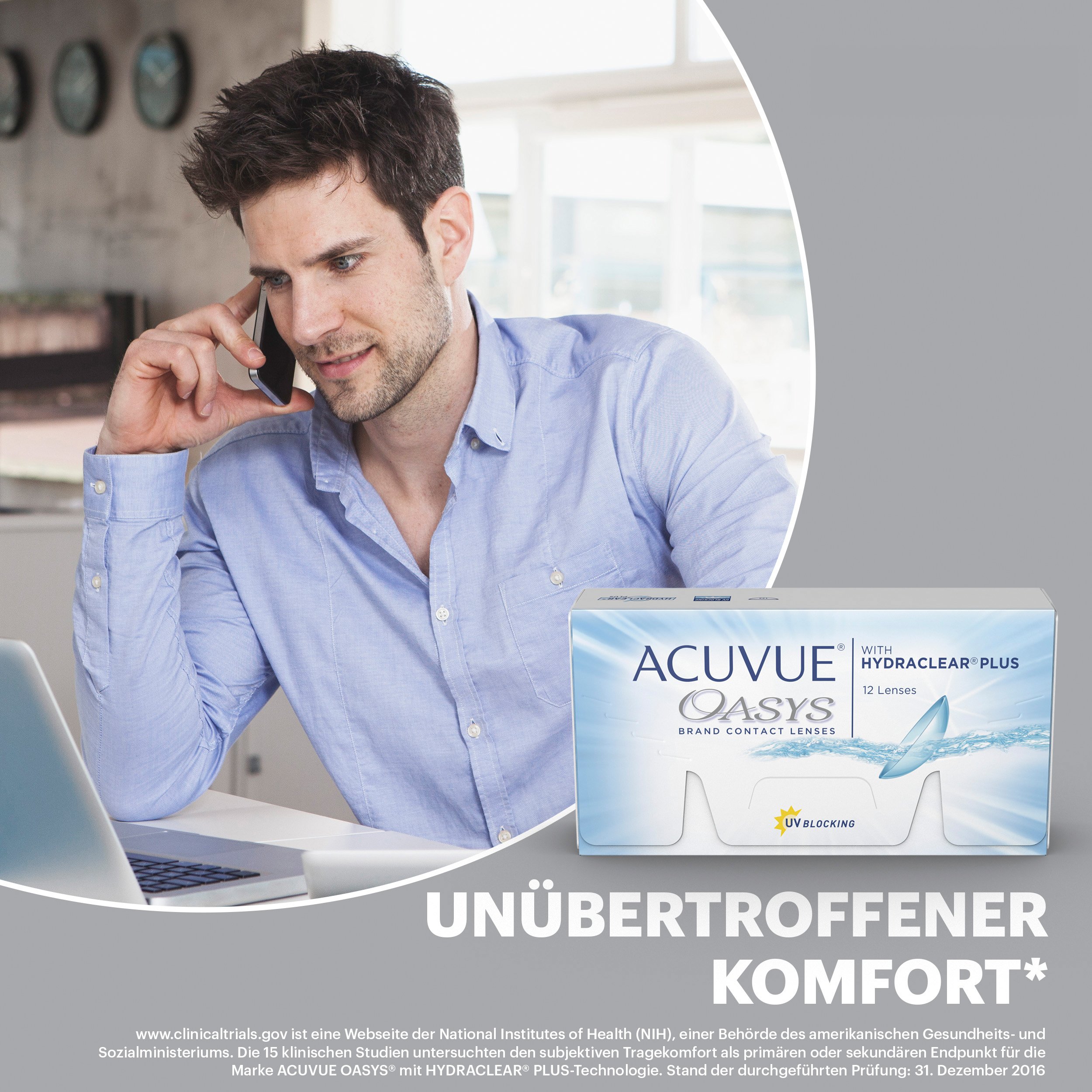 ACUVUE® OASYS with HYDRACLEAR® PLUS - Lentillas quincenales - protección UV - 12 lentes