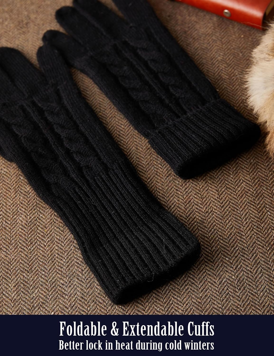 VIKIDEER Touchscreen 100% Pure Cashmere Gloves Women Ladies Soft Knit and Long Ribbed Cuffs - Image 5