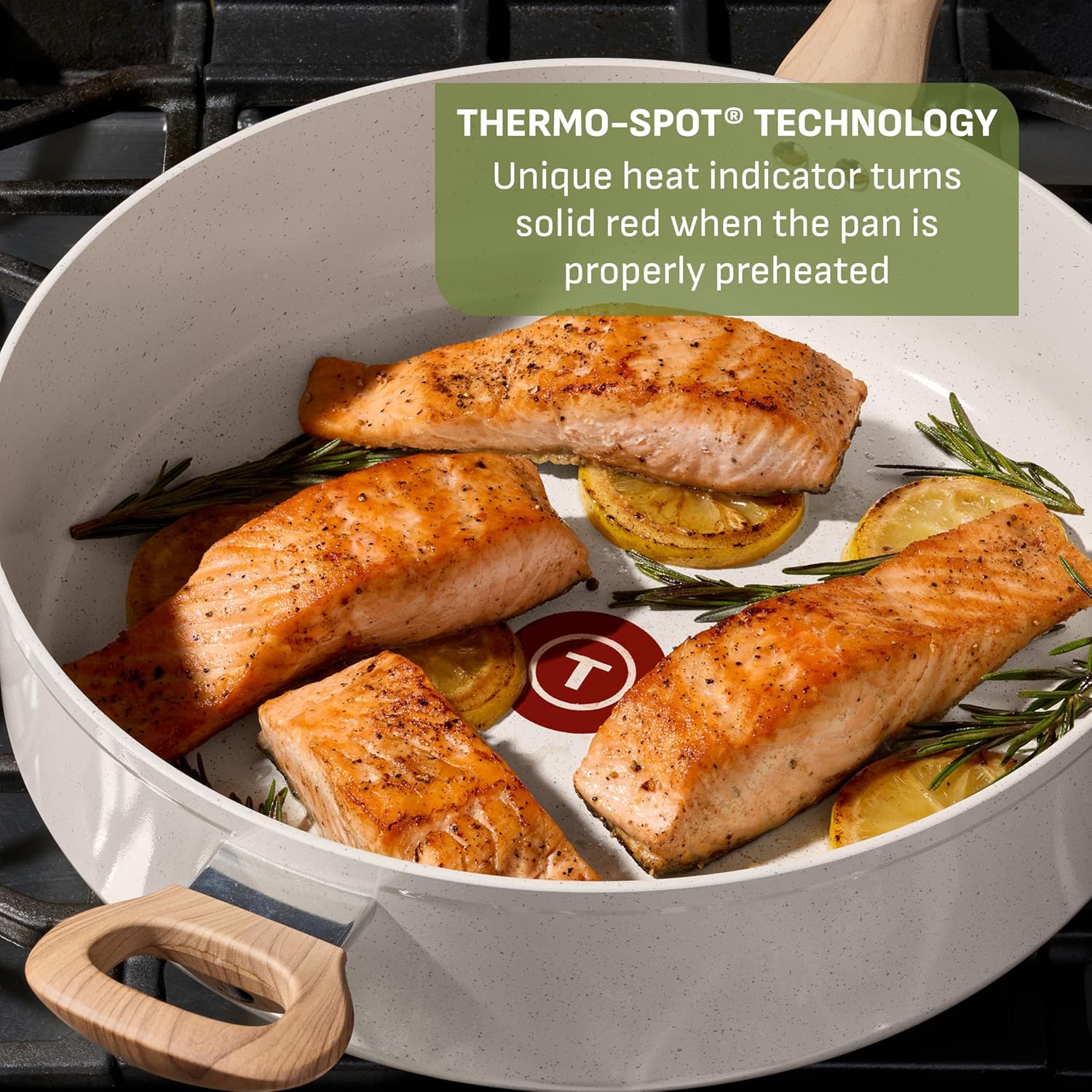 T-fal Revive Ceramic Nonstick Saute Frying Pan with Lid 6 Qt, Oven Safe to 350°F Cookware, Stay-Cool Handle Skillet, Ceramic Pots and Pans, Beige Granite - Image 4