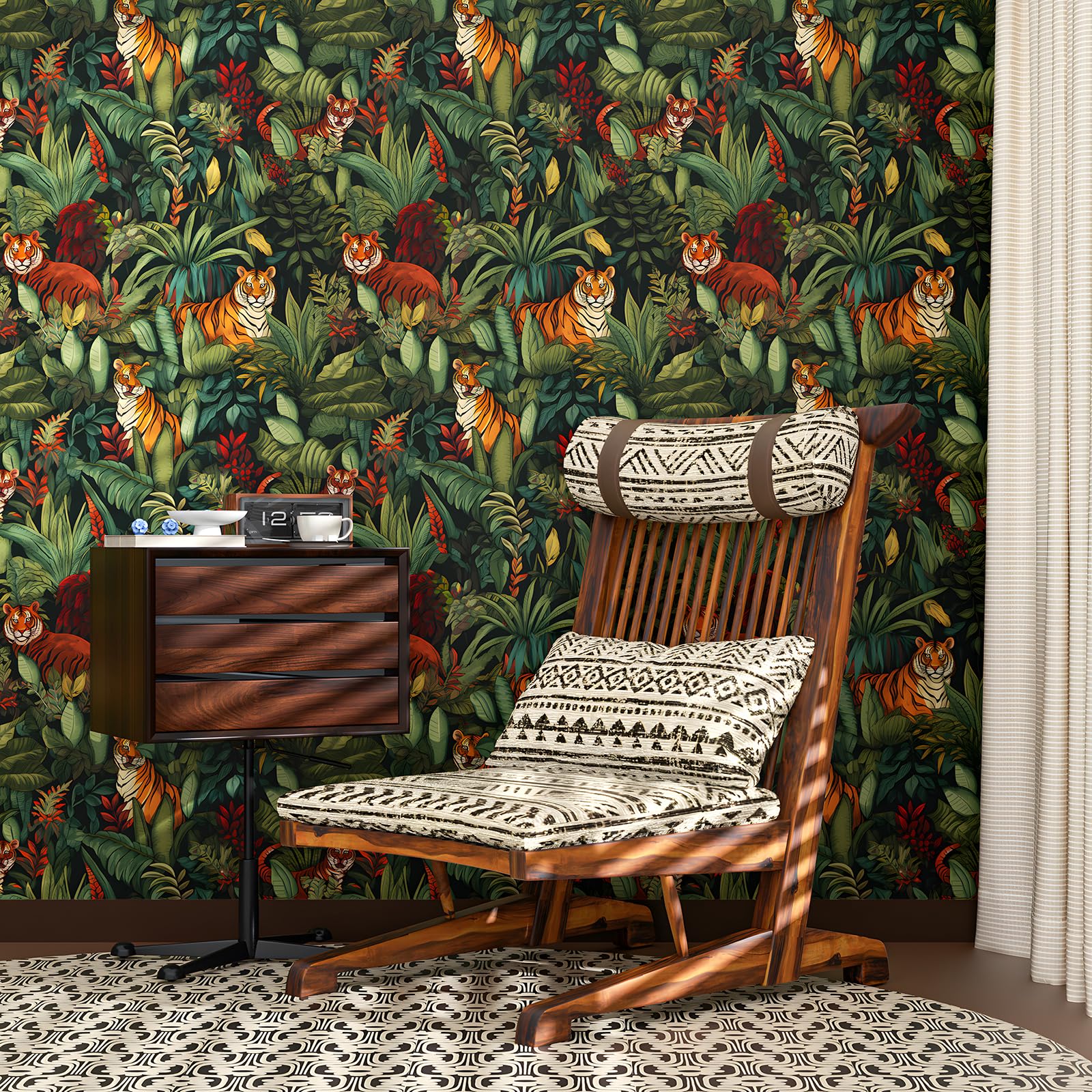 HENNOR Jungle Animals Wallpaper Peel and Stick Boho Wallpaper for