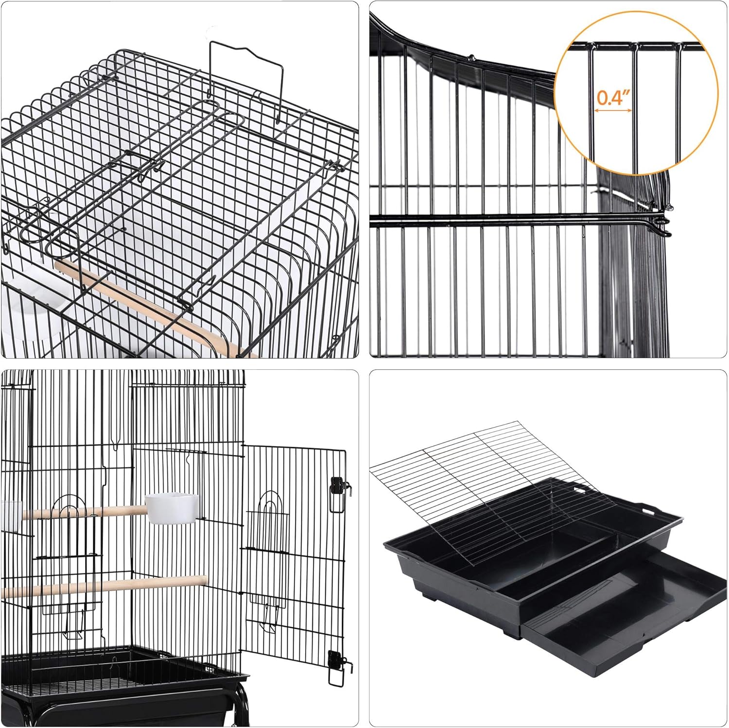 Yaheetech 53.5" Medium Open Play Top Bird Cages for Parrots Cockatiels Conures Flight Bird Cage Birdcage Pet House with Detachable Rolling Stand : Pet Supplies
