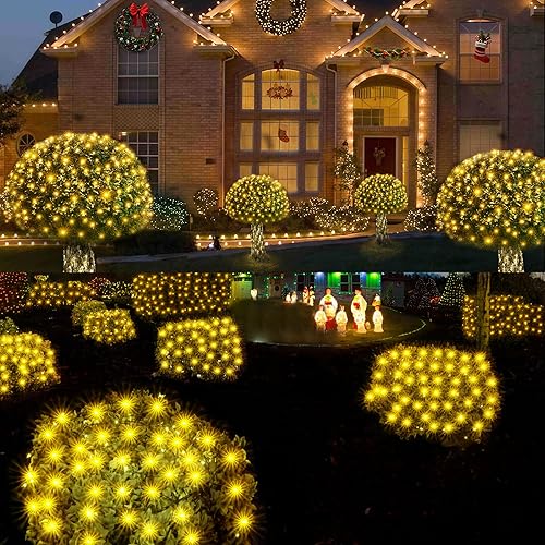 Miniatura 2 de WBao Luces de Navidad para exteriores, 360 luces LED de red de 11.5 x 6.9 pies con 8 modos, temporizador, certificado UL, de extremo a extremo,