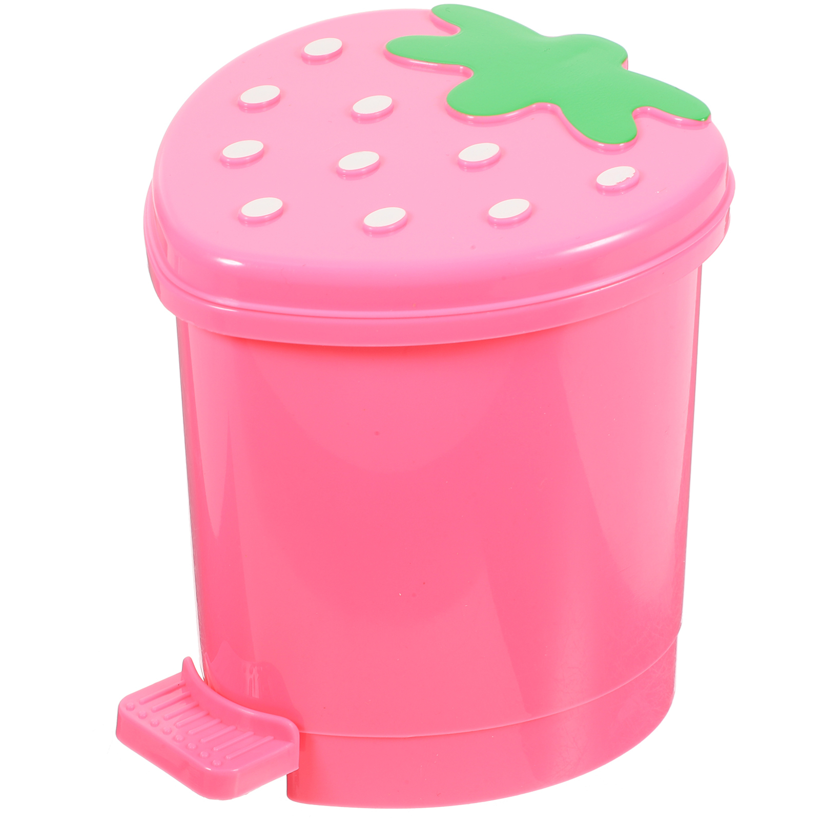 Image of Garneck Mini Strawberry Desktop Trash can with Lid 4.13X3.54In Cute Pink Garbage Bin for Home Office Bedroom Storage and Wastepaper Organizer