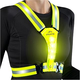 AVANTO LED Reflective Vest, Original, USB-C Rechargeable Running Reflective Gear, Running Lights for Runners, High Visibility Gear with Adjustable Waist/Shoulder for Outdoors, Dog Walking Safety Vests