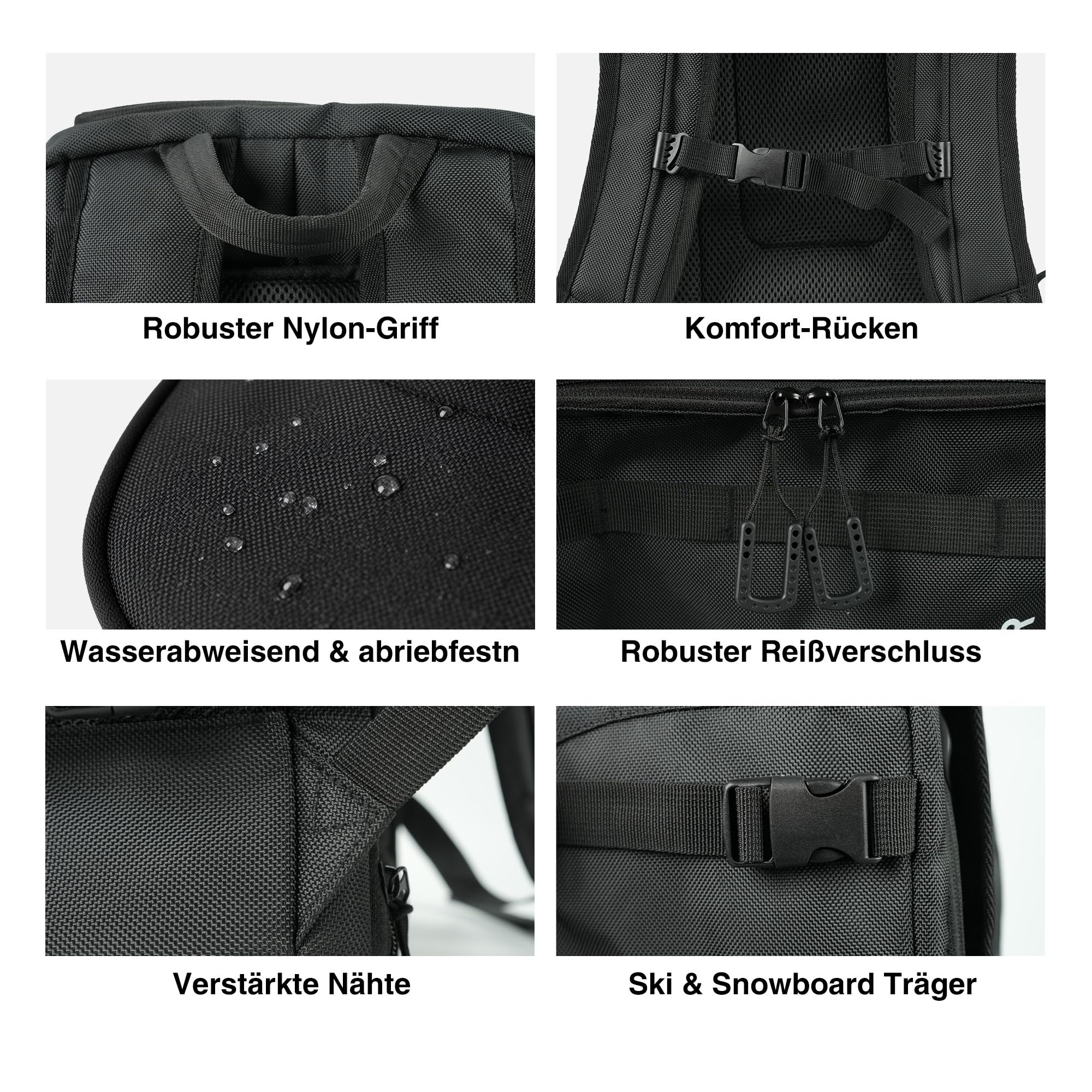 Zedelmaier 50L Skischuhrucksack Skirucksack für Helm Skischuhe & Ski/Snowboard Handschuhe 4-in-1 wasserfeste & Kratzfeste Skischuhtasche Skitasche für Skistiefel bis Größe 45 (30×34×48cm H Schwarz)
