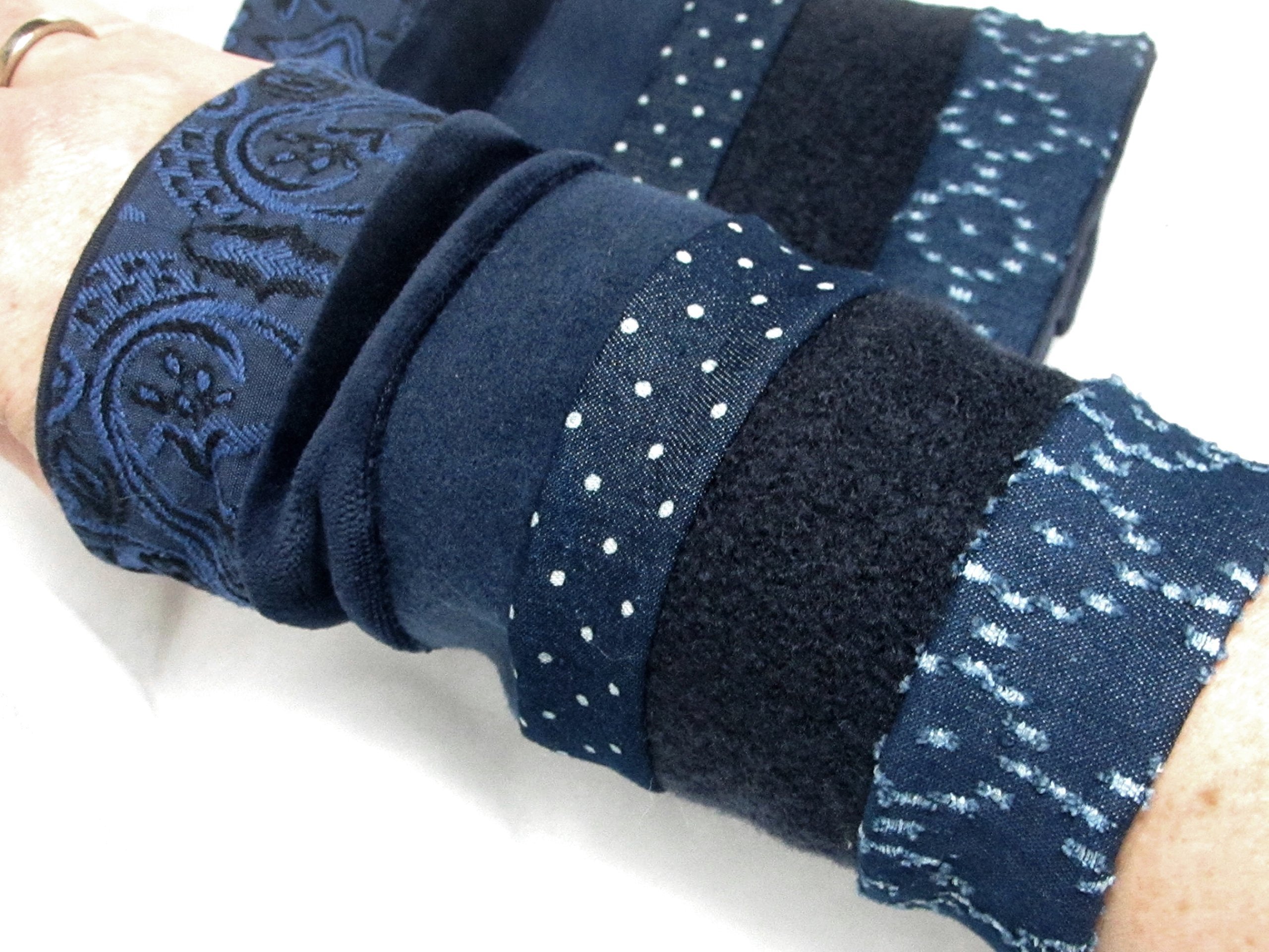 Stulpen, Pulswärmer, genäht, gefüttert,blau,dunkelblau