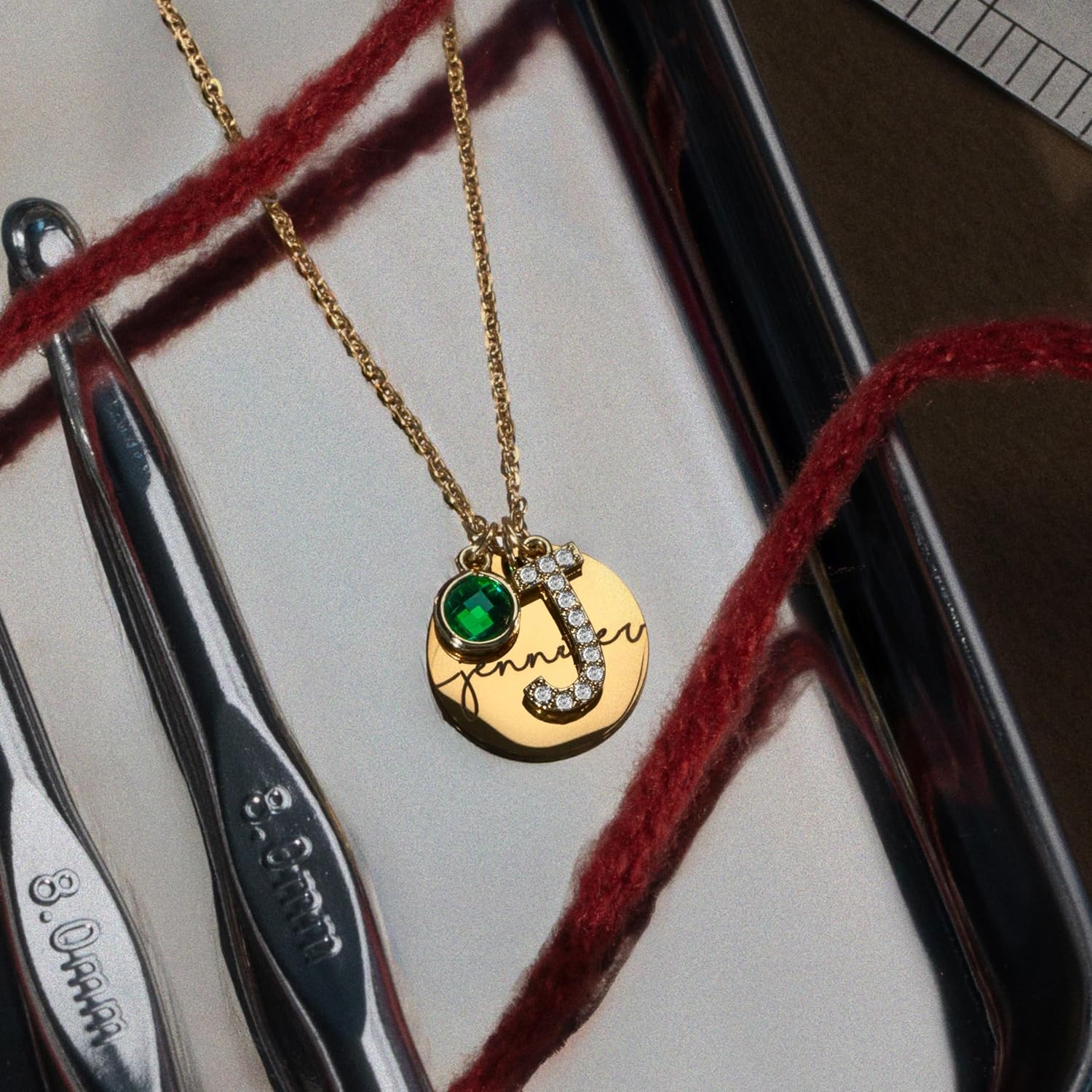 MignonandMignon Initial Birthstone Necklace for Women Gold | CZ Letter Pendant with Birth Month Stone | Personalized Coin Necklace Gift for Mom Mothers Day