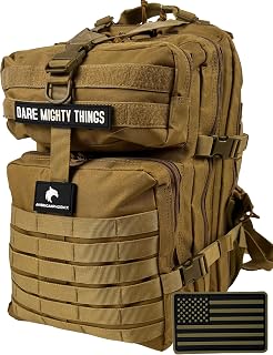 AMERICANPHOENIX 45L Elite Tactical Backpack | 3X Stronger Work & Military Backpack | Water Resistant and Heavy Duty | 3 Day MOLLE Bug Out Bag (Dune Brown)
