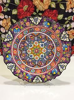 IstanbulArtWorkshop Handmade Decorative Ceramic Plate For Home&Office Wall Decor,Turkish Ceramic Plate,Ceramic Wall Hanging Plate 12''
