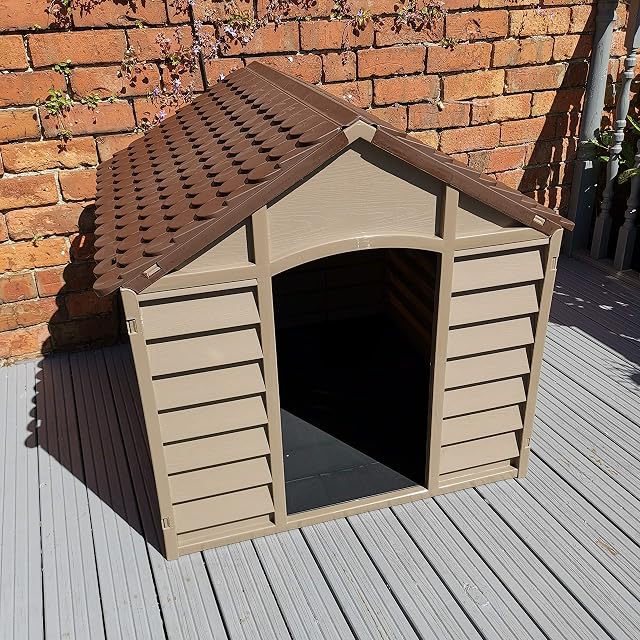 Samuel ALEXANDER Large Plastic Garden Dog Kennel/Shelter/House in Brown  86cm x 84cm x 82cm