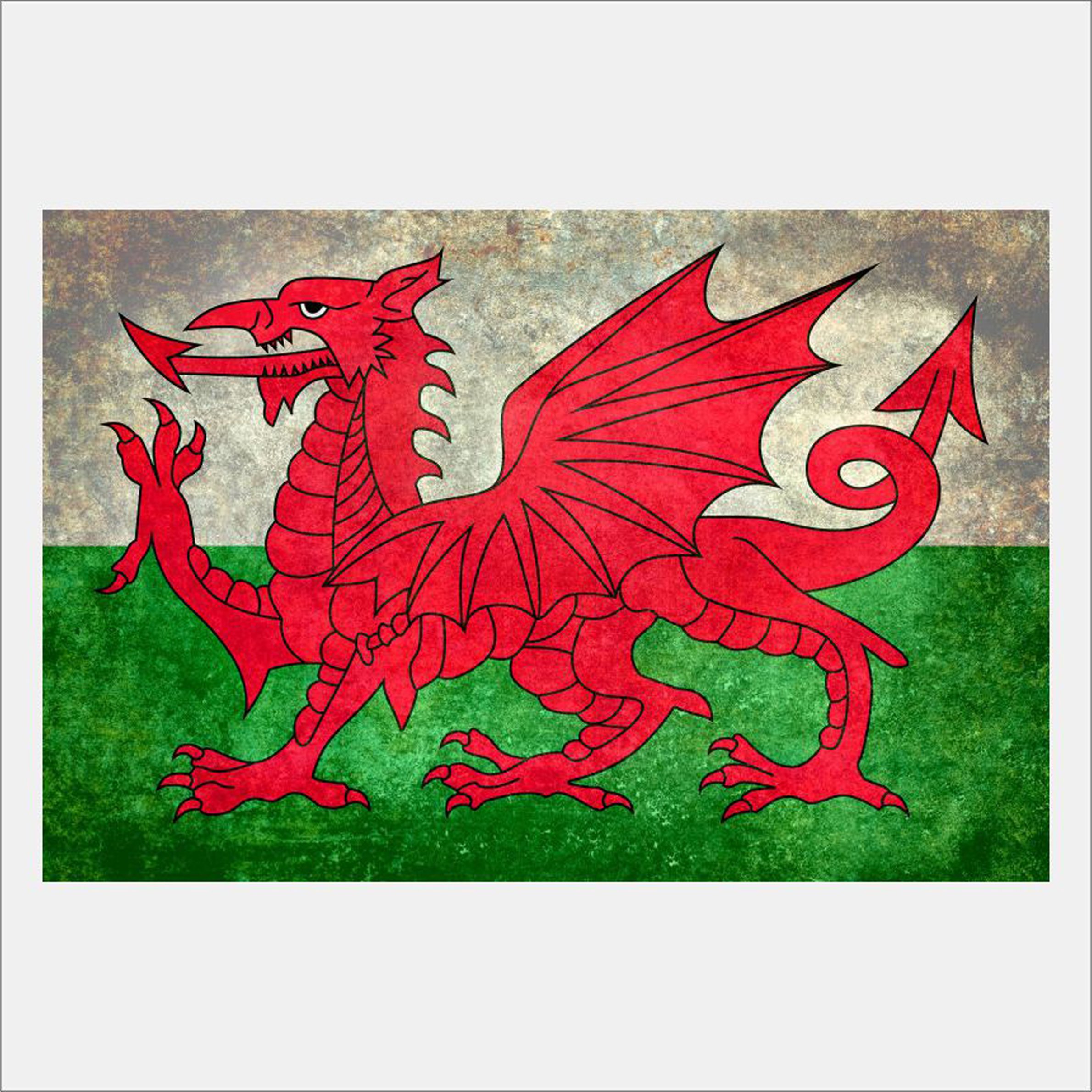 EFrame Fine Art | Welsh Flag, Flag of Wales, Dragon Art by Bruce Stanfield 8" x 12" Framed and Unframed Wall Art for Wall Decor or Home Decor (No Frame)