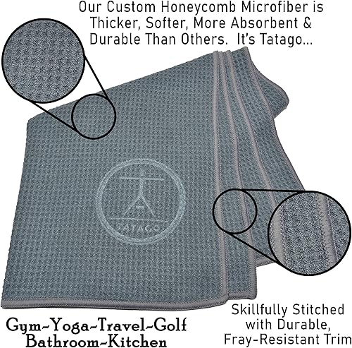 Miniatura 2 de Tatago Toalla de mano y sudor para yoga caliente, suave y absorbente, de secado rápido, de microfibra antideslizante para tapete de yoga XL o
