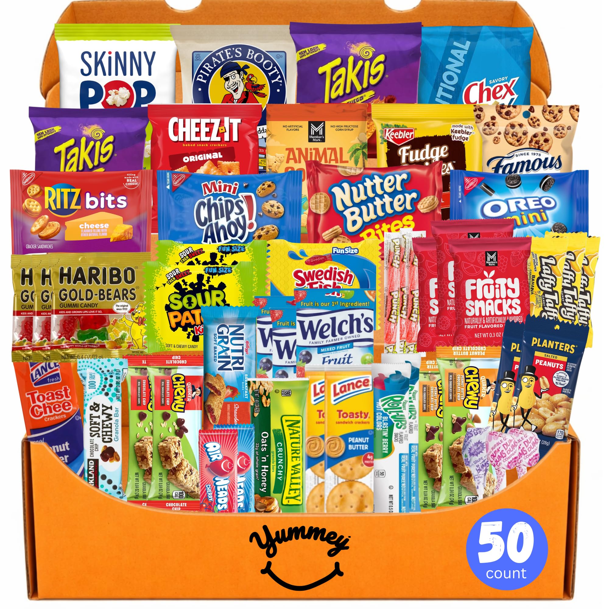 Snacks Box Variety Pack Care Package (50 Count) Treats Gift Basket Adults Kids Grandkids Guys Girls Women Men Boyfriend Birthday Cookies Chips College Student Office School