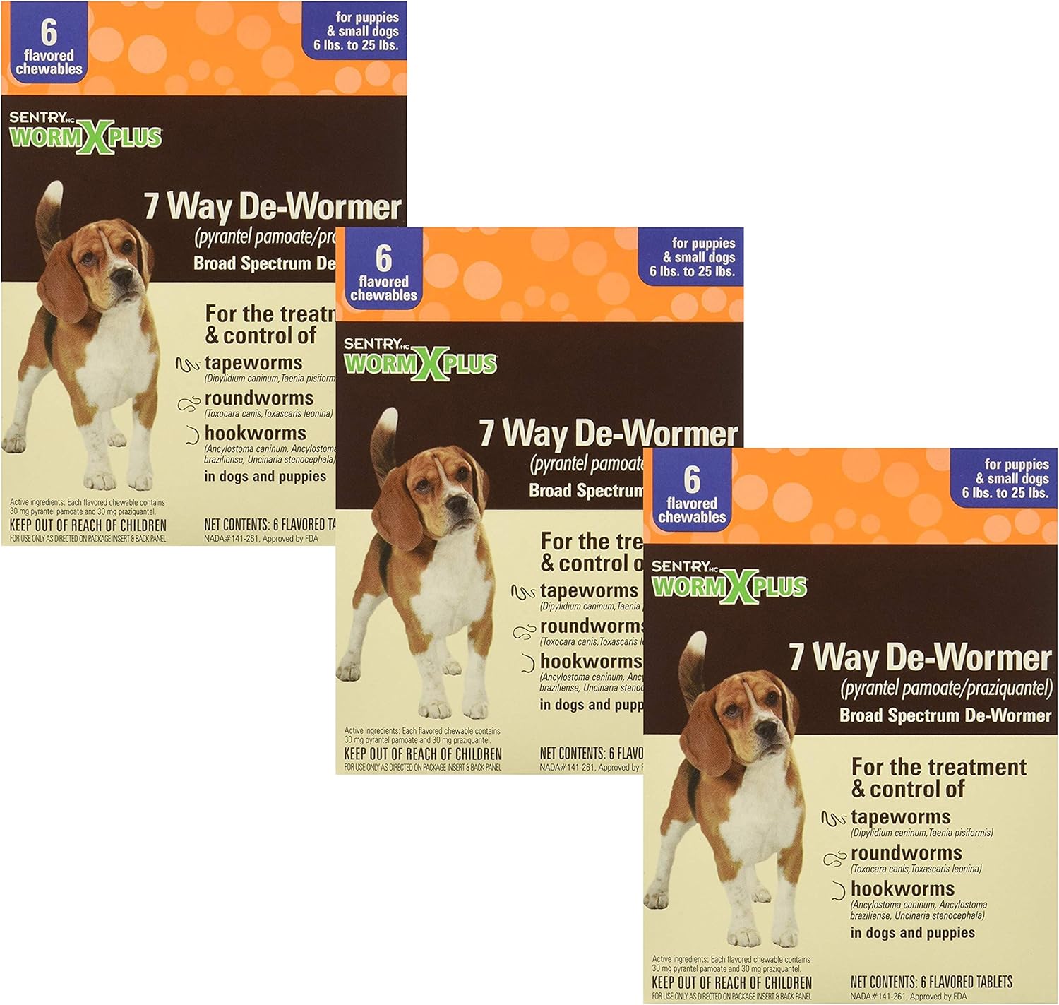 Sentry Worm X Plus 7 Way DeWormer Small Dogs (6 Count), Pack of 3 Pet Supplies