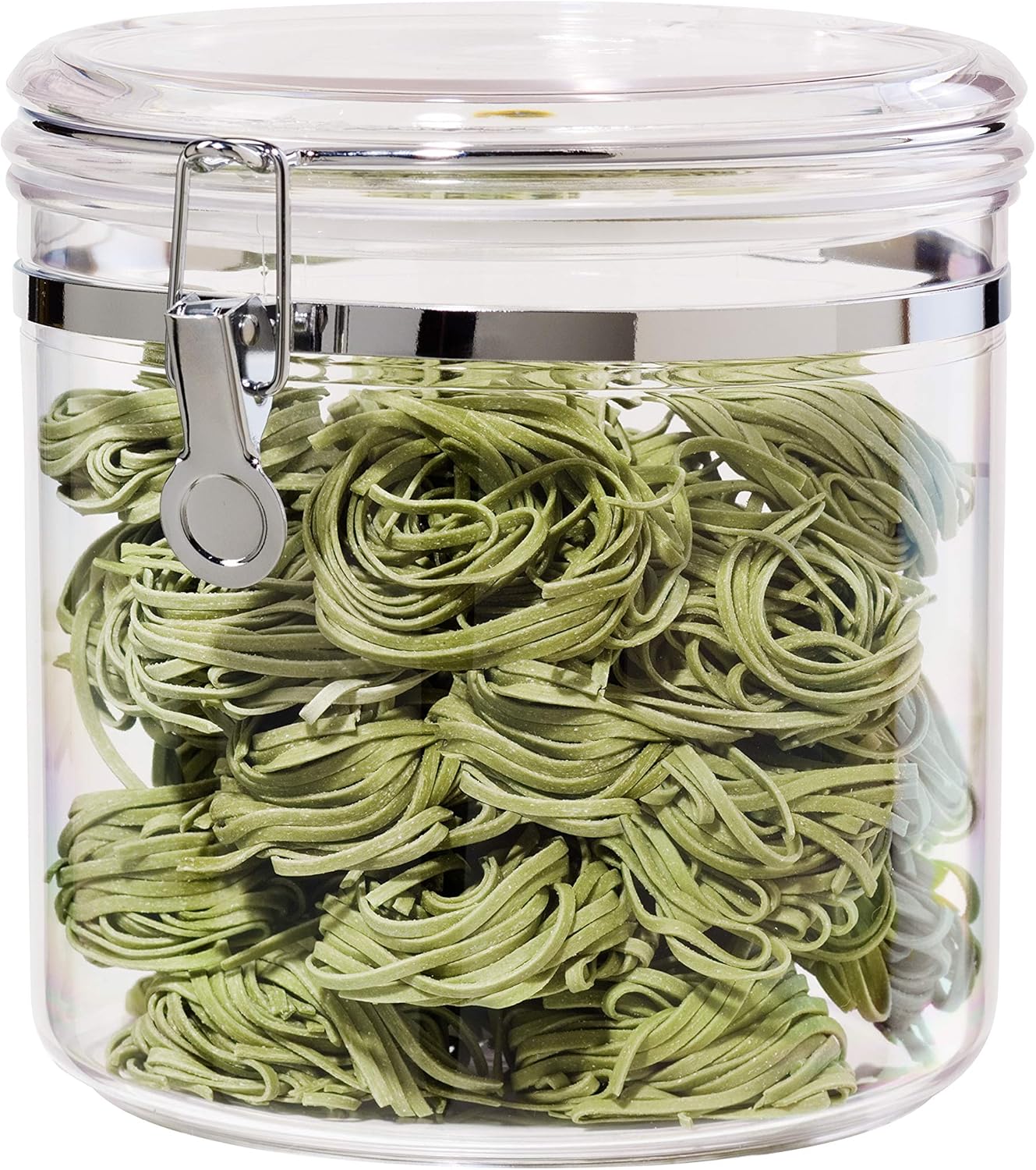 Oggi Jumbo Clear Canister with Clamp Lid, 150 oz - Airtight Food Storage Container, for Kitchen & Pantry Storage of Bulk, Dry Foods Including Pasta, Flour, Sugar, Coffee, Rice, Tea, Spices & Herbs - Thumbnail 2