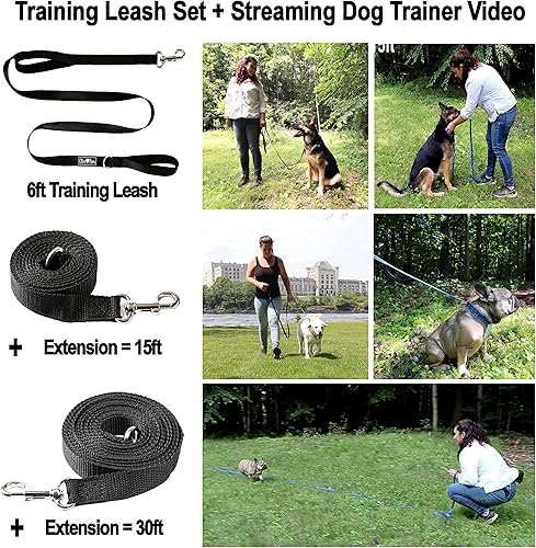 Miniatura 2 de Olive Paws Correa para perro de 30 pies  Perros pequeños, medianos, grandes  Juego de correa de entrenamiento para perros  Herramientas de