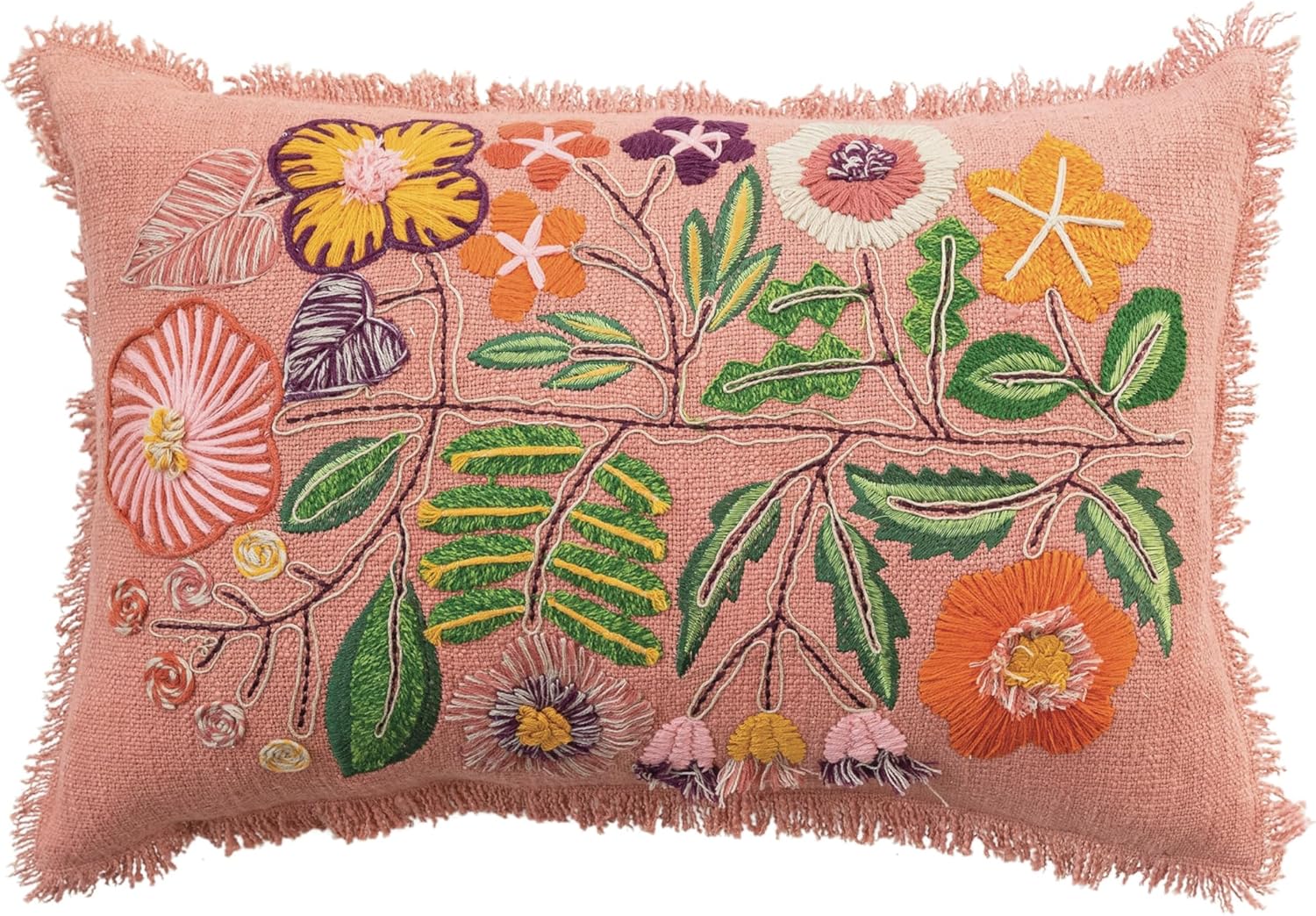 Creative Co-Op Floral Whisper Lumbar Pillow, Multicolor
