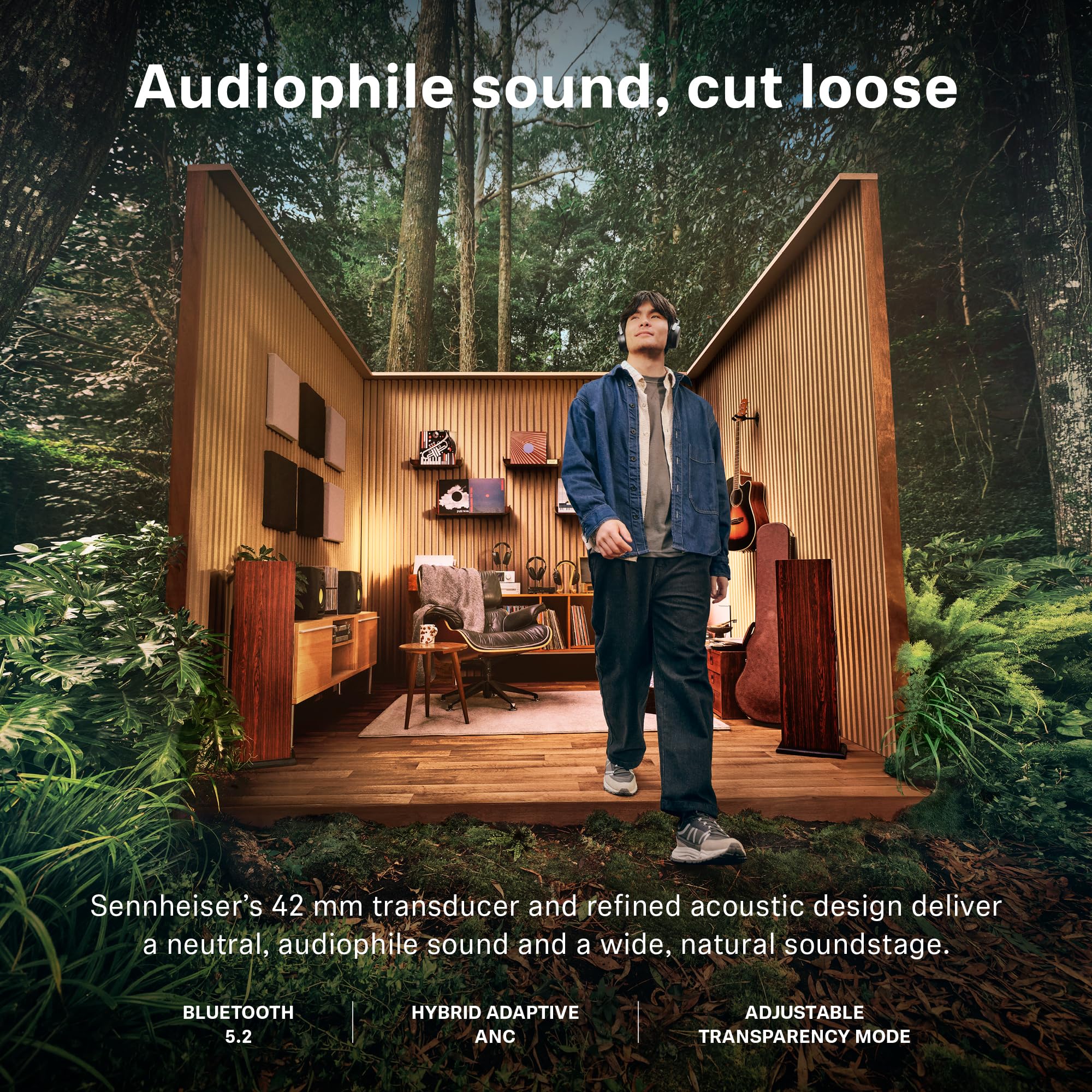 Sennheiser HDB 630 Wireless Over-Ear Headphones - Hi-Res Audiophile Sound, Adaptive Noise Cancellation, Parametric EQ, 60 Hour Battery Life, Includes USB-C Low-Latency Bluetooth Adapter - Black