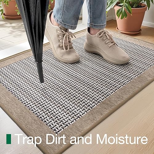 Miniatura 4 de LUMI Tapete para puerta de entrada interior, tapete de goma duradero, antideslizante, lavable, absorbente, de bajo perfil, para interiores, captura