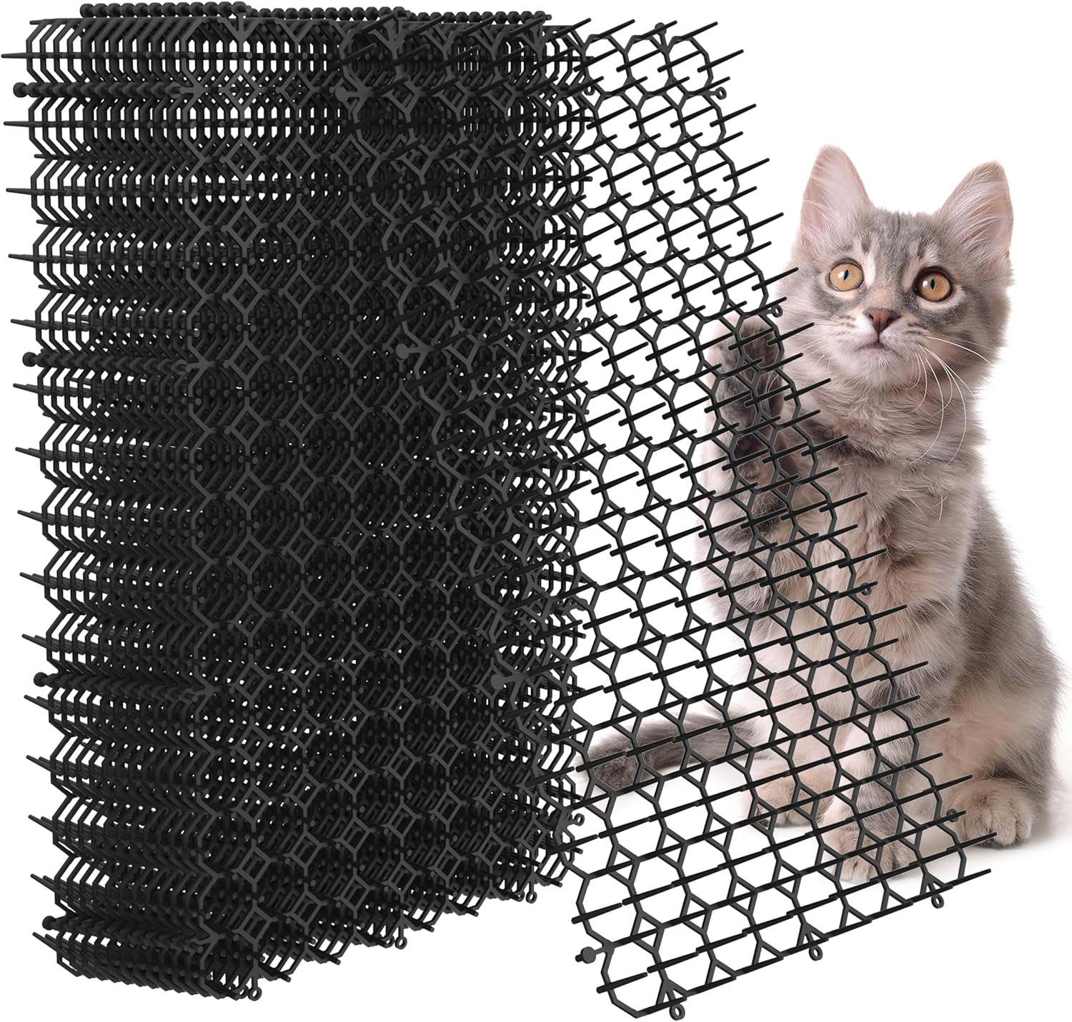 Hmyomina 16 x 8 Inch Scat Mat for Cats, 16 Pack Cat Scat Mat with Spikes - Deterrent Mat for Cats and Dogs - Cat Deterrent Outdoor & Indoor