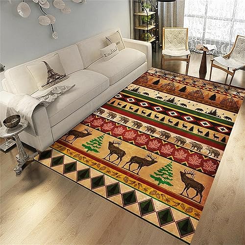 Alfombras de área de vida silvestre, 4 x 6 pies, alfombras de ciervo, alfombras de oso, alfombras con estampado de hojas de arce, alfombras