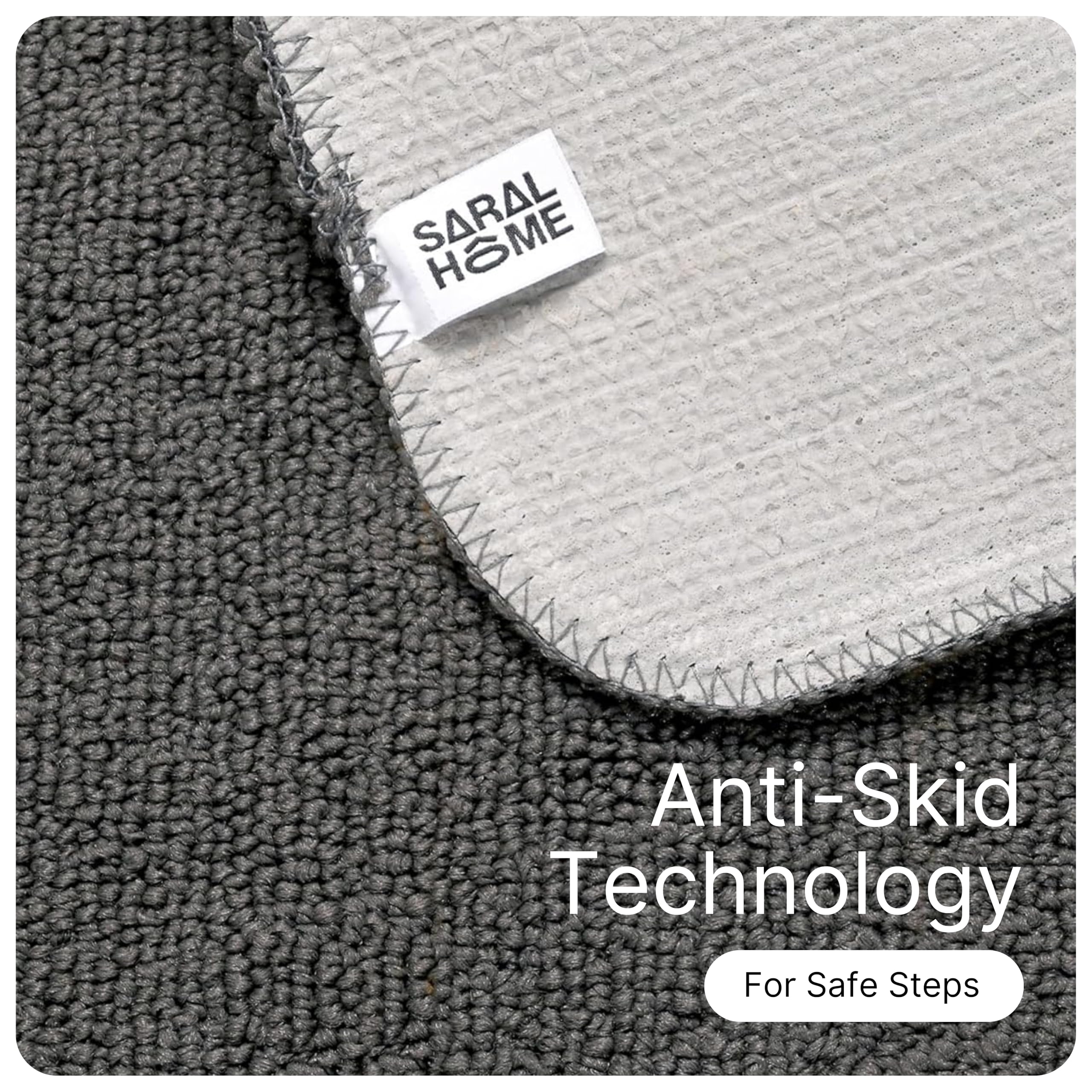 Saral Home Solid Soft PP Yarn Durable & Washable Multipurpose Runner for Home/Kitchen/Living Area/Lobby/Office Entrance with Anti Skid Backing (Dark Grey, 43x120 Cm) 4