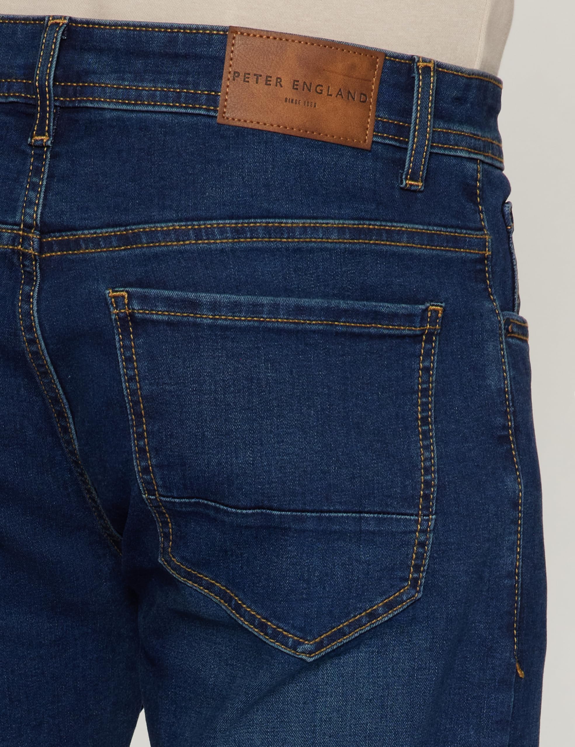 Peter England Men's Classic Tapered Stretchable Twill Mid Rise Jeans Navy Blue, 38 - Image 5 thumbnail