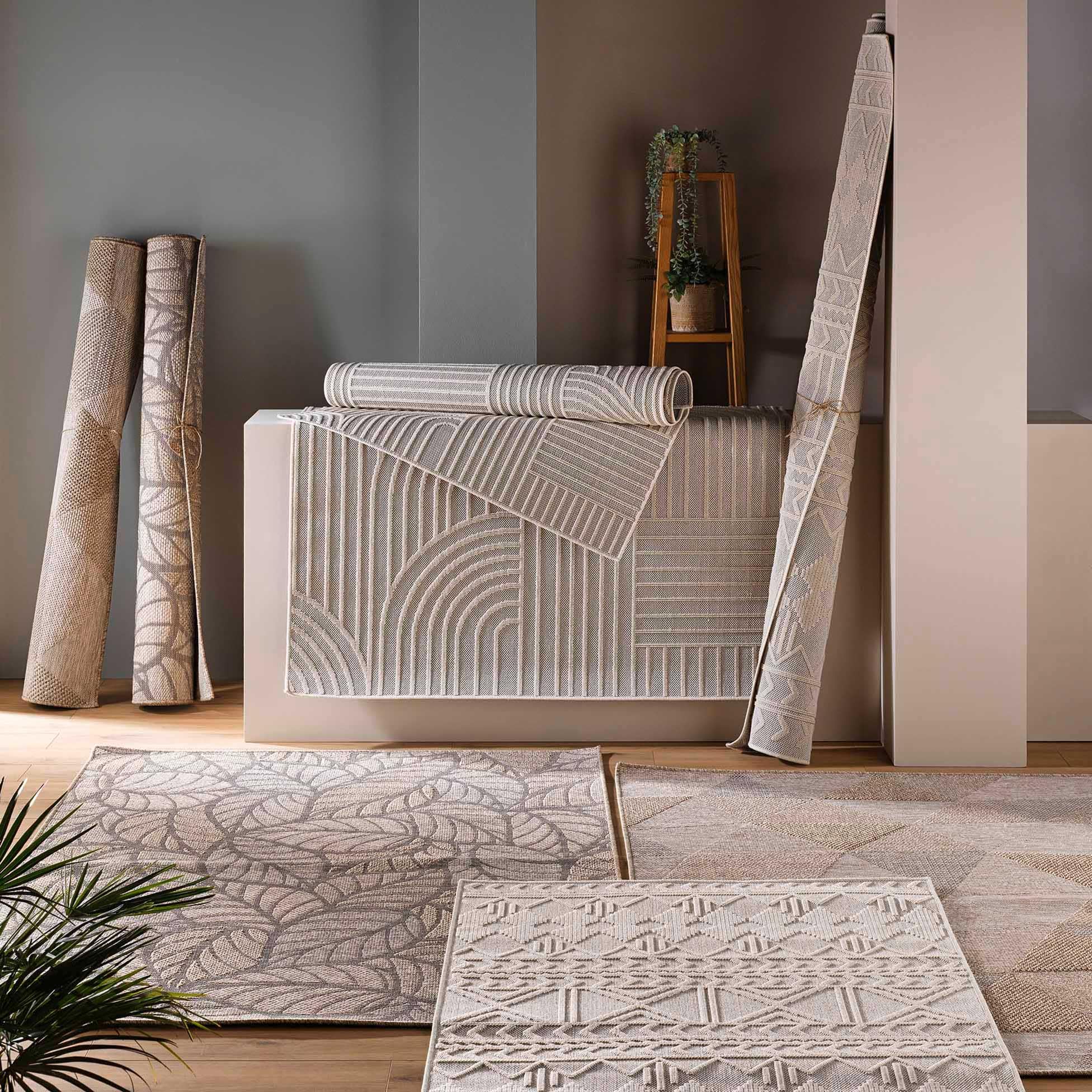 Douceur d'Intérieur, Tapis Rectangle (120 x 170 cm) Valam Naturel, Tissé Plat Relief