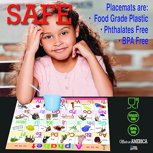 Miniatura 3 de Brainymats 8 manteles individuales educativos para niños de 6 a 10 años, presidentes de Estados Unidos, mapa del mundo, mapa de EE. UU., tabla