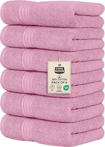 Utopia Towels Juego de 6 toallas de mano de alta calidad, (16 x 28 pulgadas), 100% algodón hilado en anillo, toallas ligeras y altamente absorbentes
